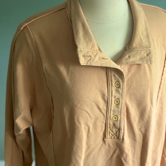 Orange creamsicle Jersey Top Soft Surroundings 1X distressed Look - Picture 3 of 7